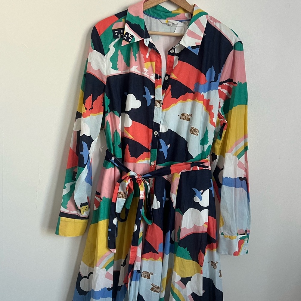 Boden French Meadow Scene Kitty Midi Shirt Dress NWT - Picture 2 of 8